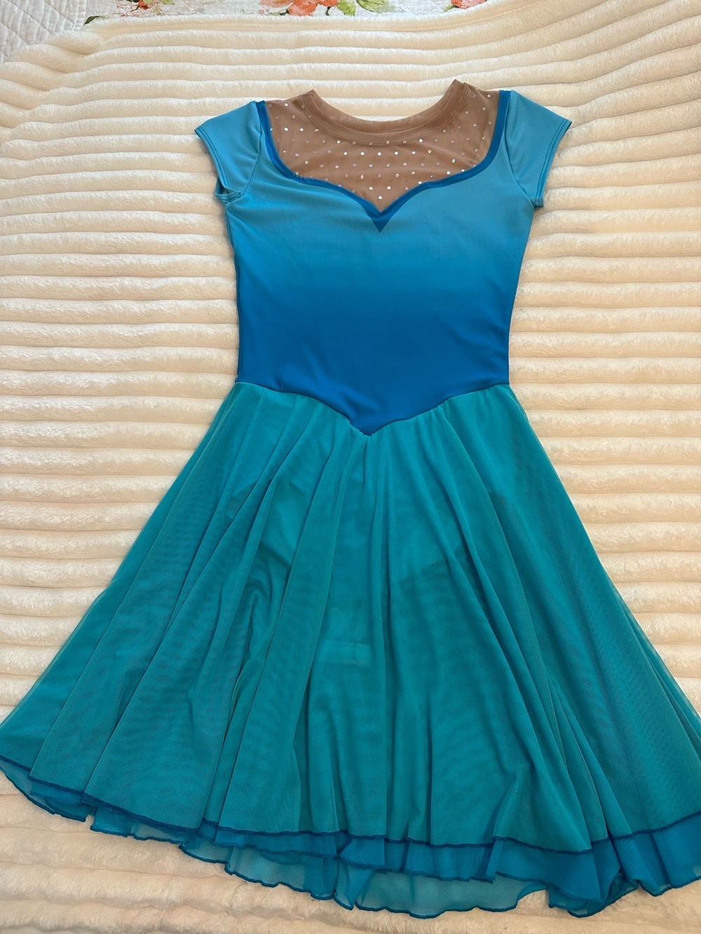 Adult medium Teal & Aqua figure skating/ Dance Dress